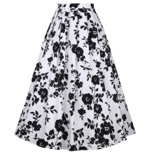 Belle Poque Vintage Retro Elastic Waist Cotton A-Line Swing Long Skirt BP000324-1